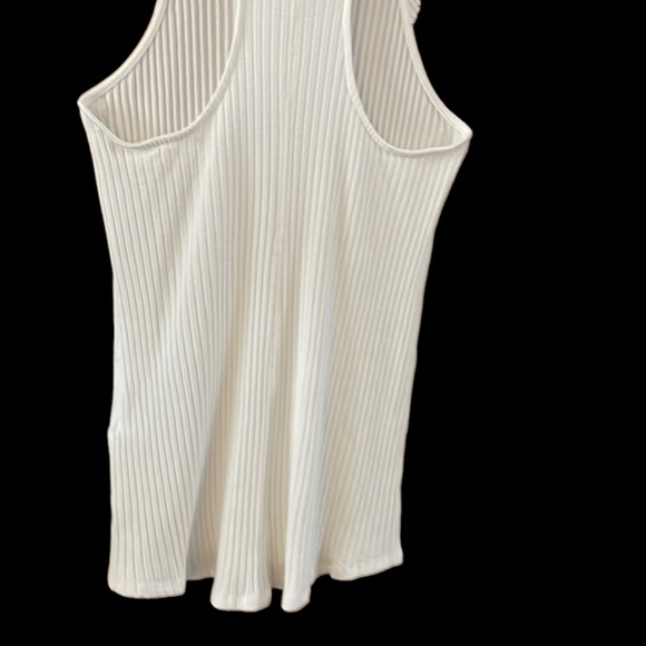 David Lerner New York Viscose Blend Ribbed Racerback White Tank Top Size S - Picture 7 of 9